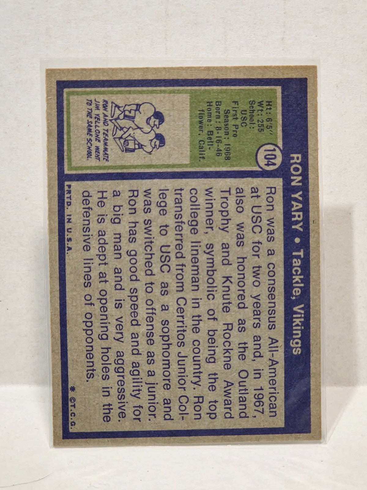 1972 Topps - Ron Yary #104 (RC) 2