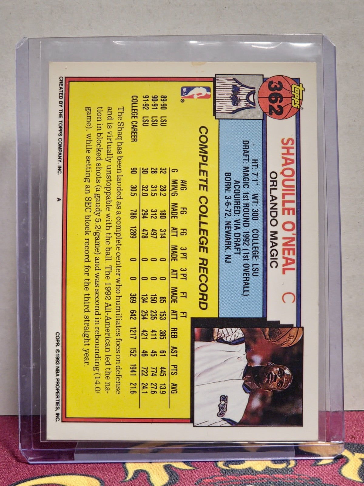 1992-93 Topps - Shaquille O'Neal #362 RC 2