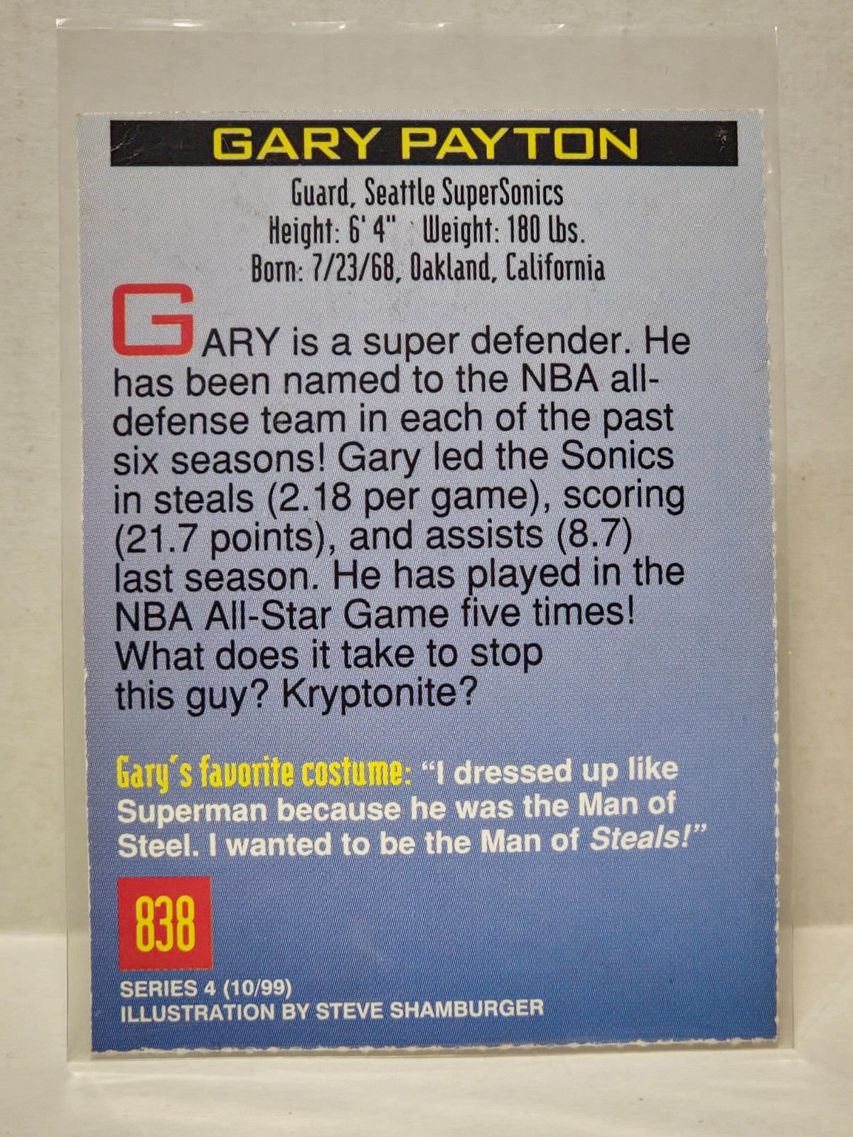 1999 Sports Illustrated for Kids Series 2 - Halloween Costume Gary Payton #838 2