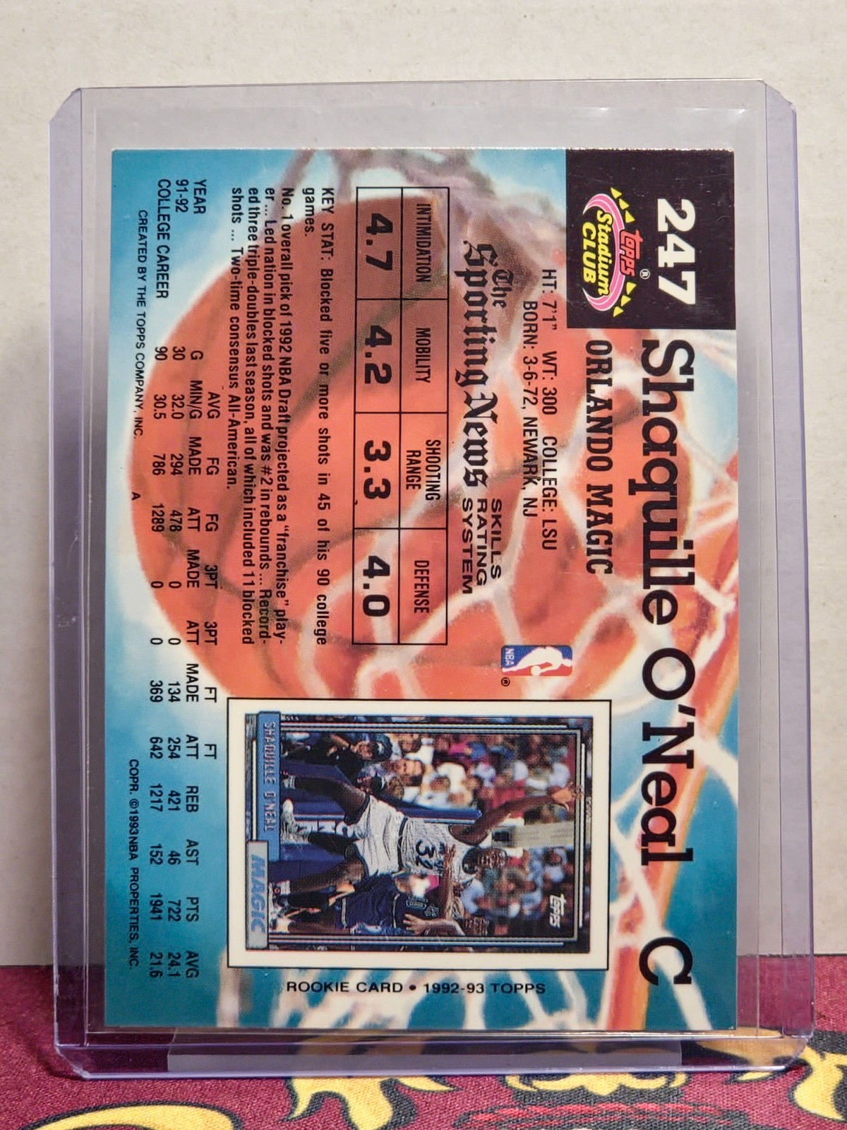 1992-93 Topps Stadium Club - Shaquille O'Neal #247 2