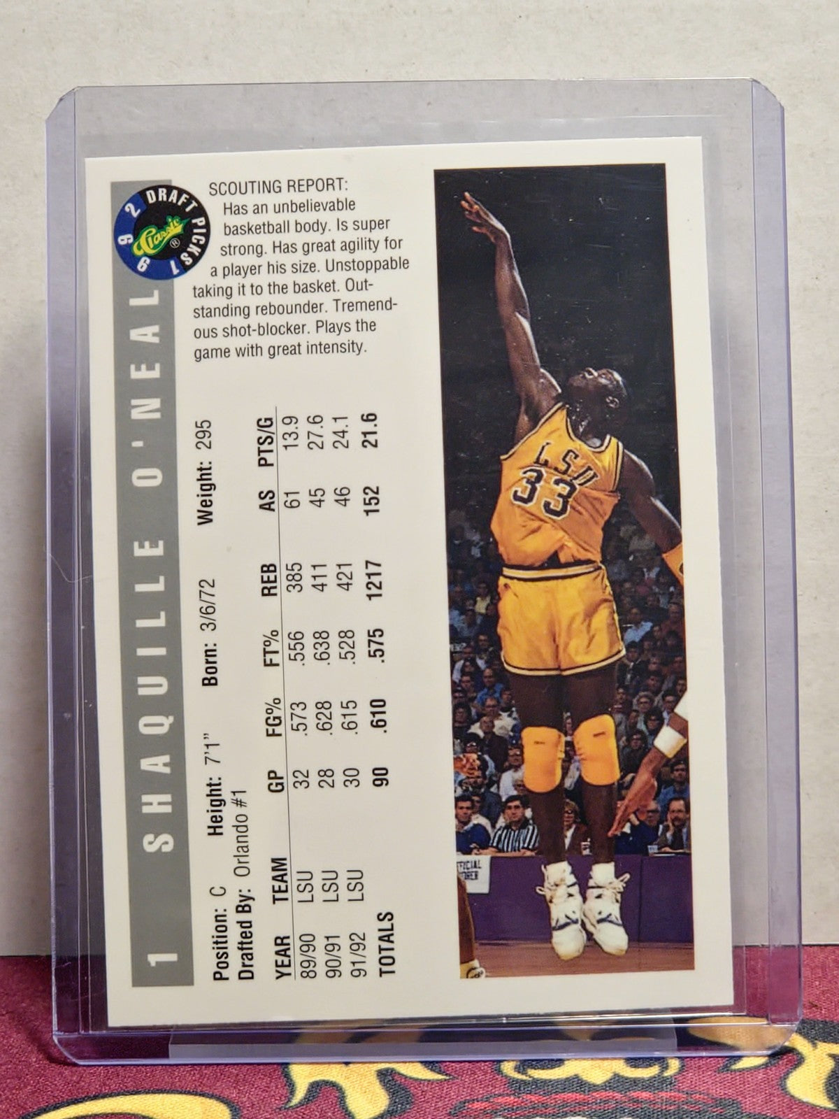 1992 Classic Draft Picks - Shaquille O'Neal #1 RC HOF 2
