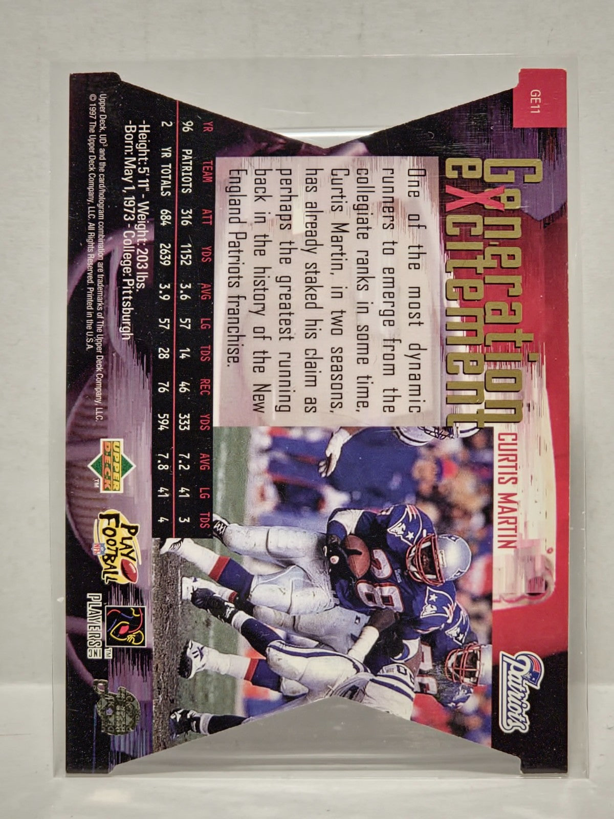 1997 Upper Deck UD3 Generation Excitement Curtis Martin #GE11 HOF 2